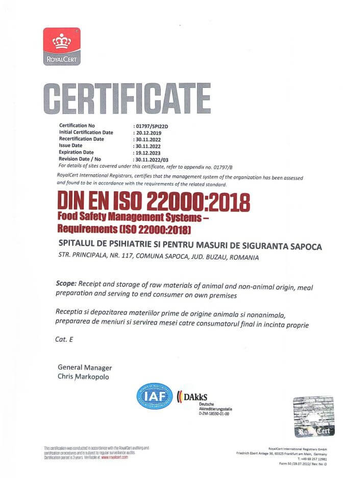 SR EN ISO 22000:2018